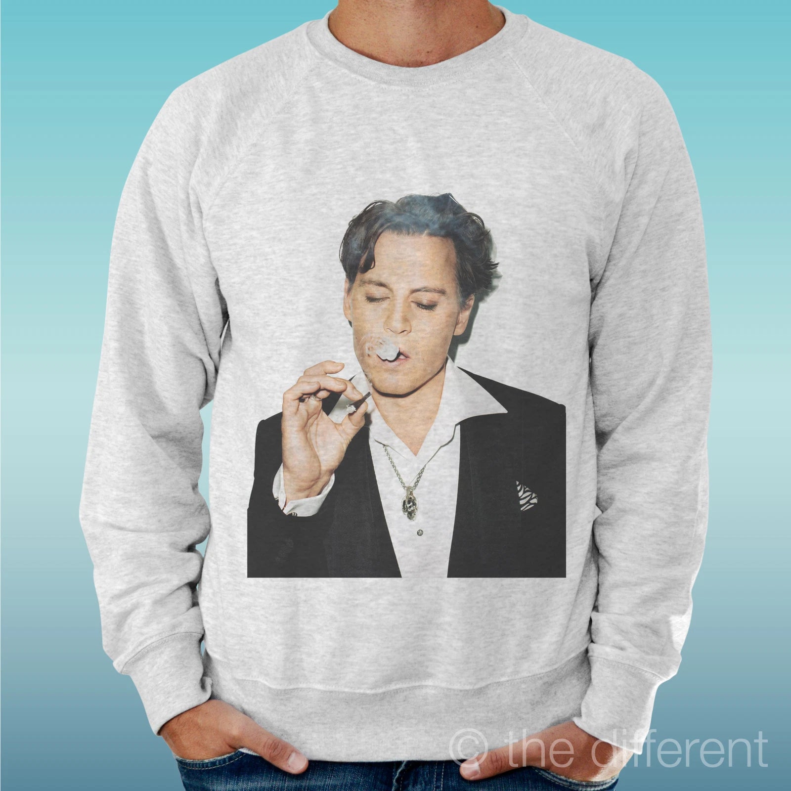 Felpa Man Light Sweater Light Grey " Johnny Depp Smoke "