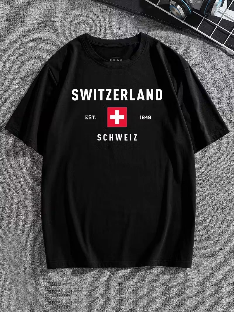 Switzerland T-Shirt Men’s Graphic Tee Casual Travel Top Stylish Novelty Gift