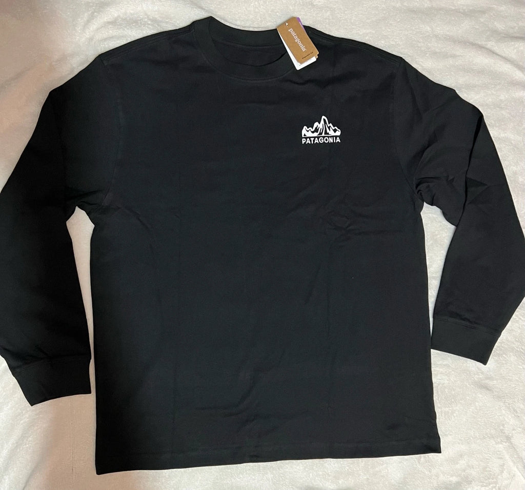 Patagonia Men's Long Sleeve T-Shirt black 1973 graphic logo size L winter autumn
