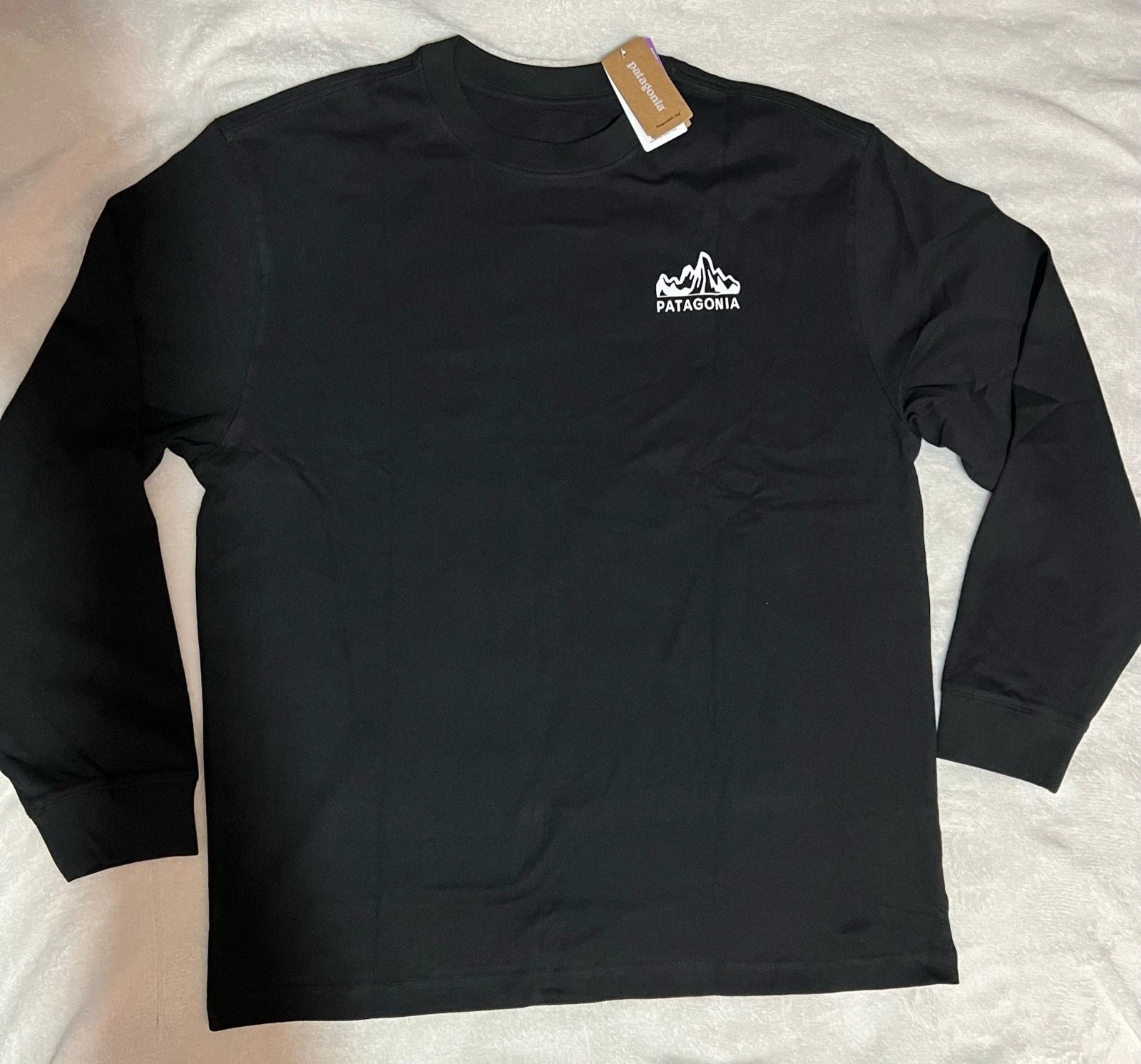 Patagonia Men's Long Sleeve T-Shirt black 1973 graphic logo size L winter autumn