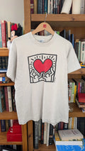 Vintage 90s Keith Haring Holding Heart T-Shirt Pop Shop 90s Art Tee L