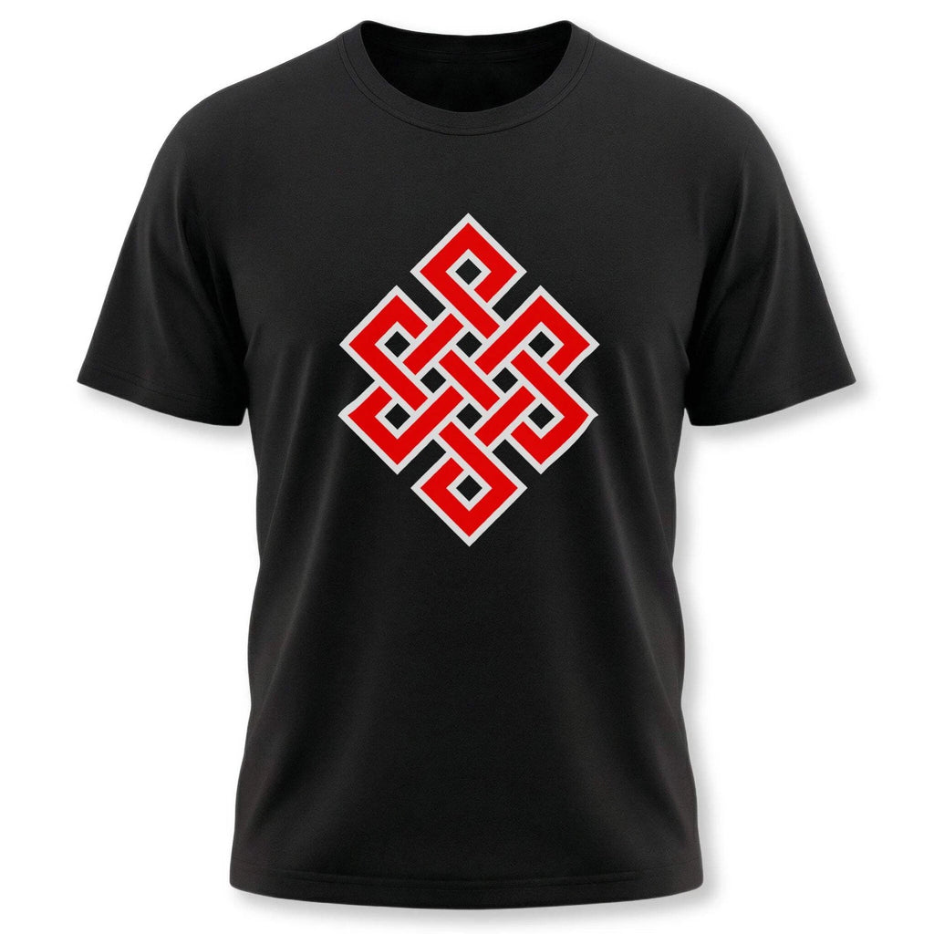 Endless Knot T-Shirt | Buddhist Eternal Symbol Red Graphic Unisex Tee