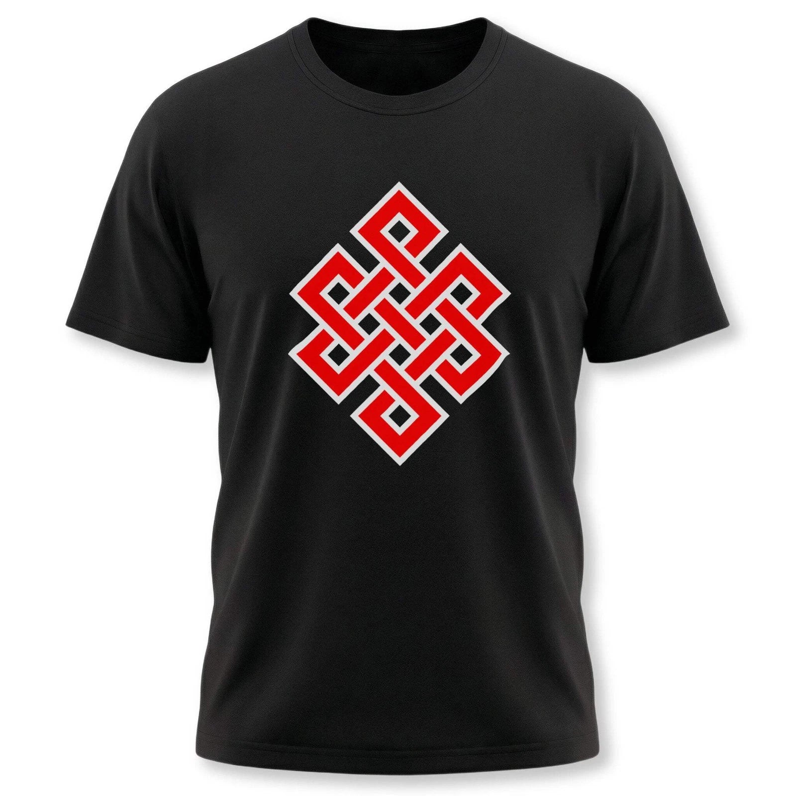 Endless Knot T-Shirt | Buddhist Eternal Symbol Red Graphic Unisex Tee