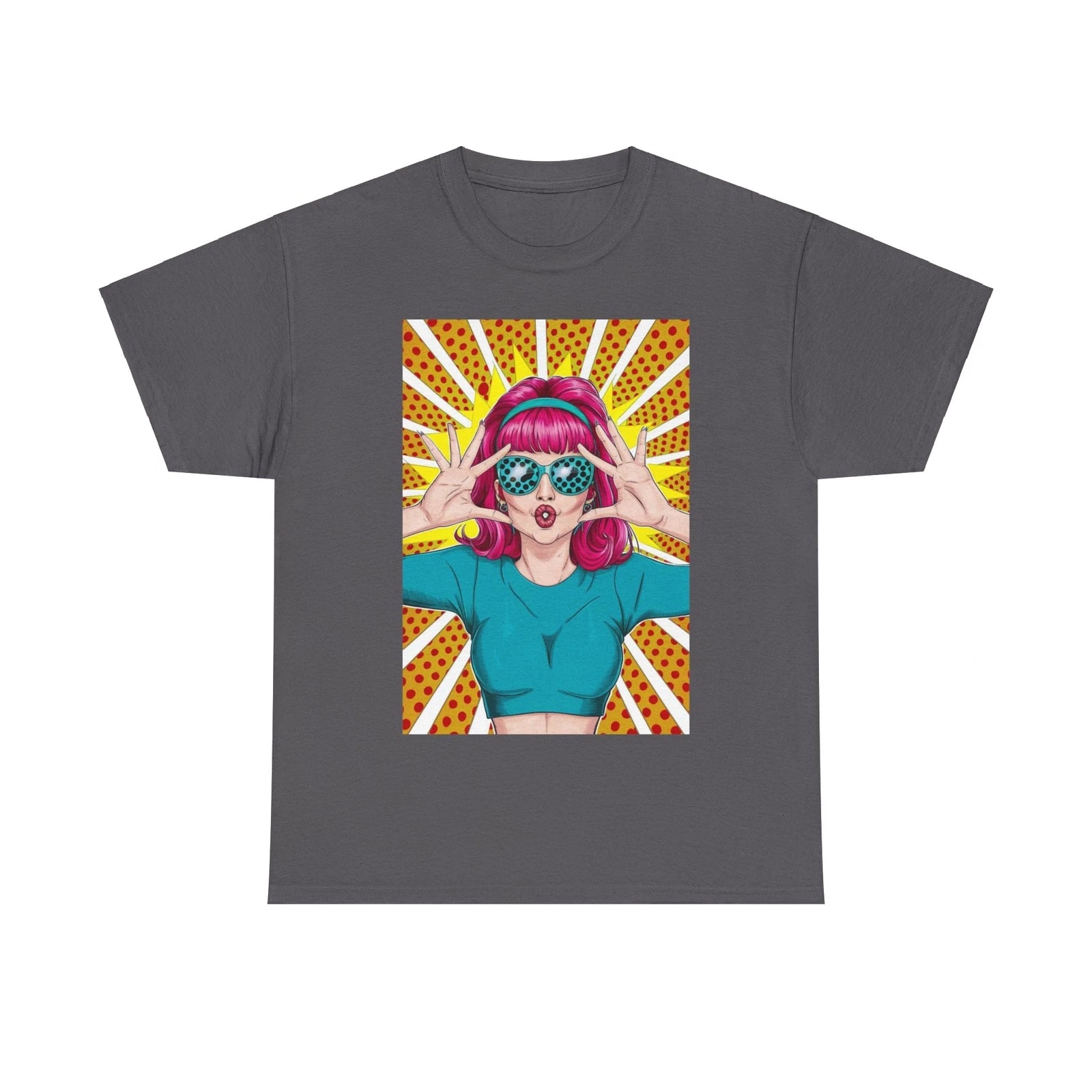 Sexy Retro PopArt Girl Vibrant Colors Unisex heavy cotton Tshirt