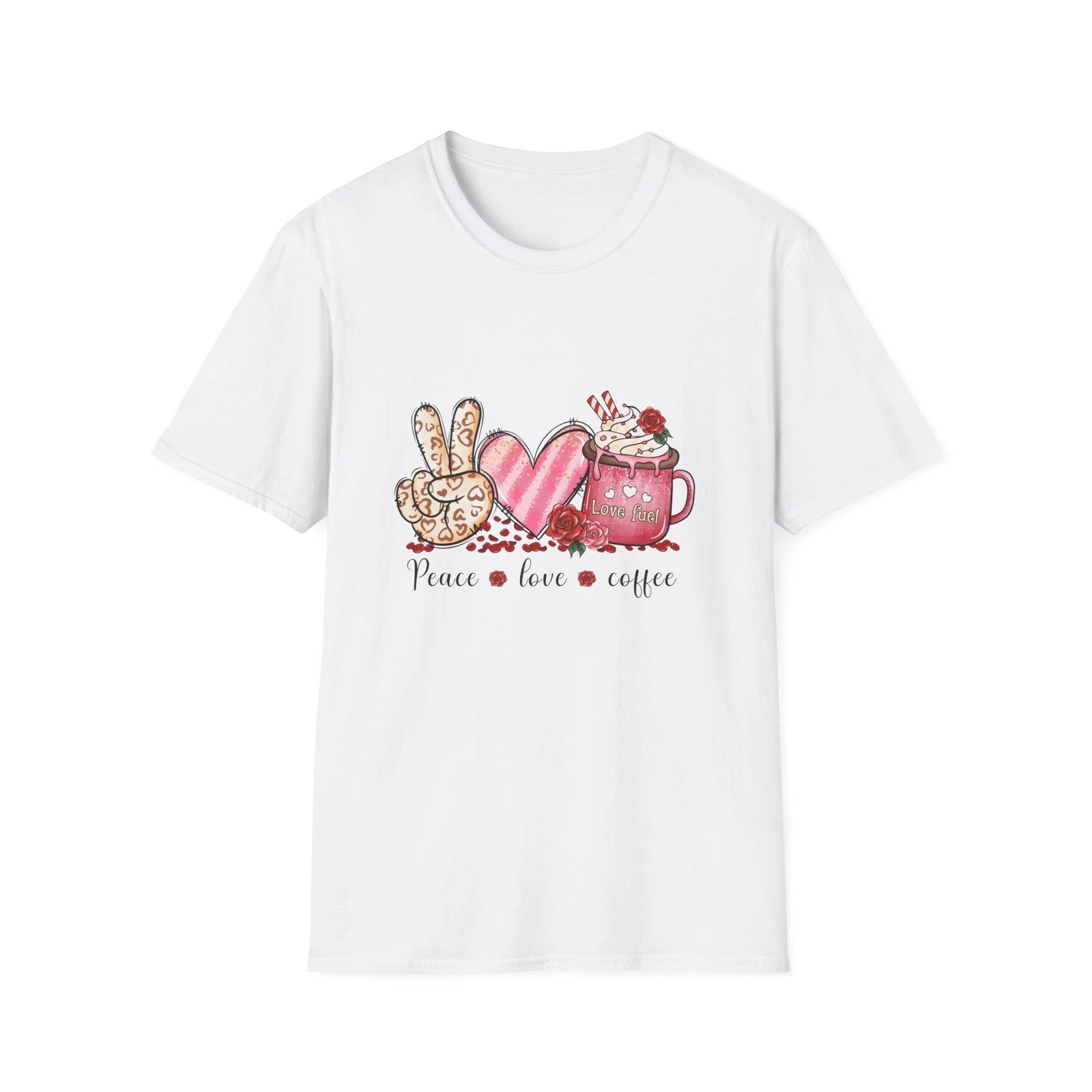 Peace Love Coffee Tee Coffee Lover Unisex Softstyle T-Shirt