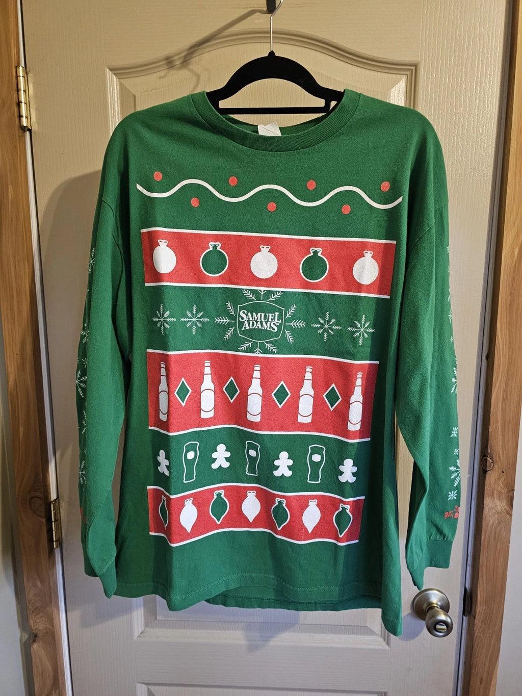 Samuel Adams Beer Holiday Christmas Long Sleeve T Shirt With Decorations XL