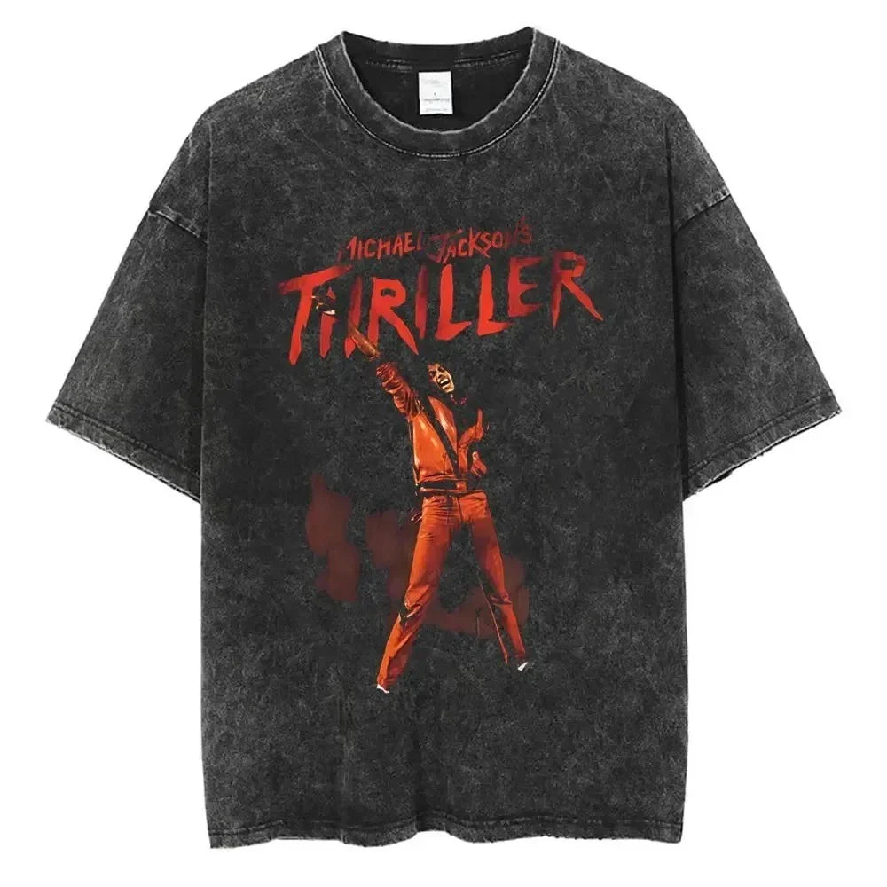Michael Jackson T-Shirts Washed Cotton Unisex Graphic Print MJ Tees