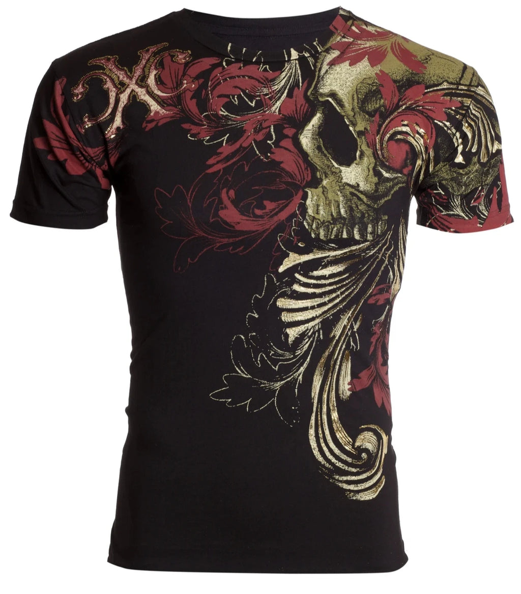 Xtreme Couture Affliction Men's T-Shirt TELEPHUS Skull Black Tattoo Biker S-5XL