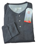 Avalanche Henley Men's Long Sleeve Sleepwear Thermal Waffle Knit Shirt,Black