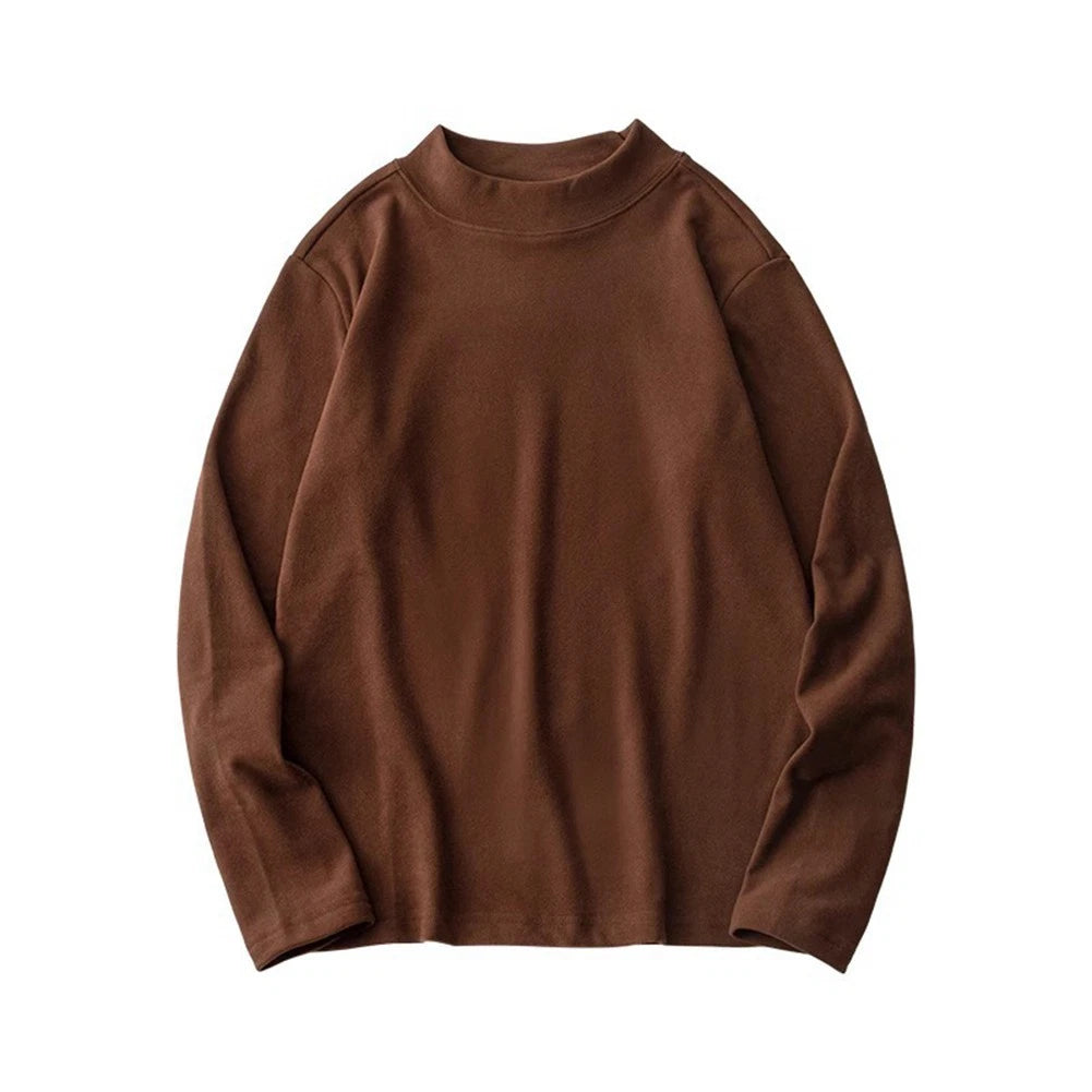 Men's Durable Long Sleeve Half Turtleneck Pullover Top Polyester Spandex Blend