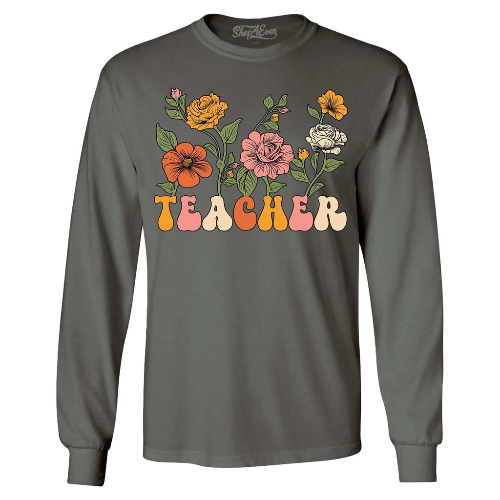 Teacher Flowers Long Sleeve Retro Vintage Aesthetic Shirt