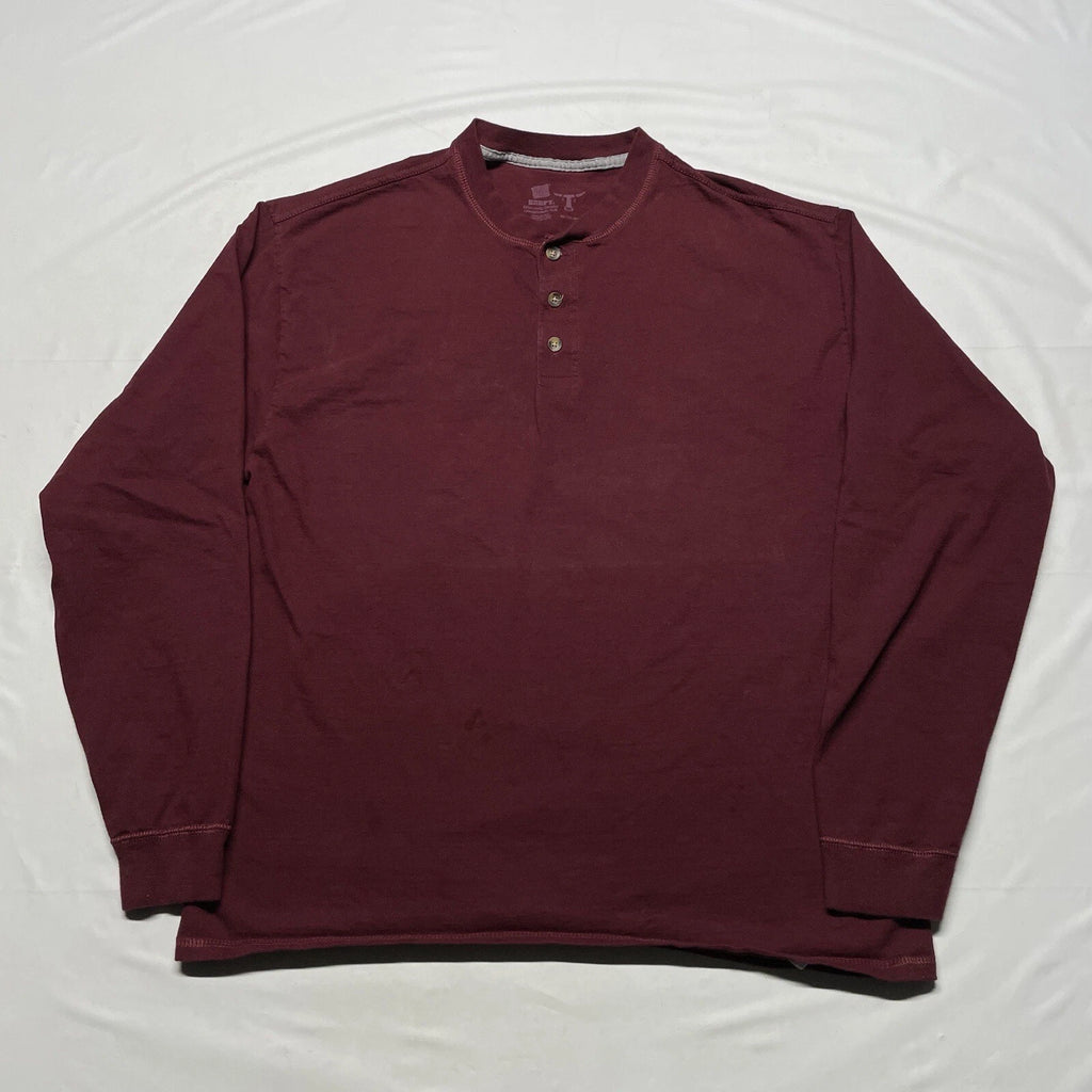 Vintage Henley Long Sleeve T-Shirt Mens XL Red Blank Solid Fruit Of The Loom Y2K