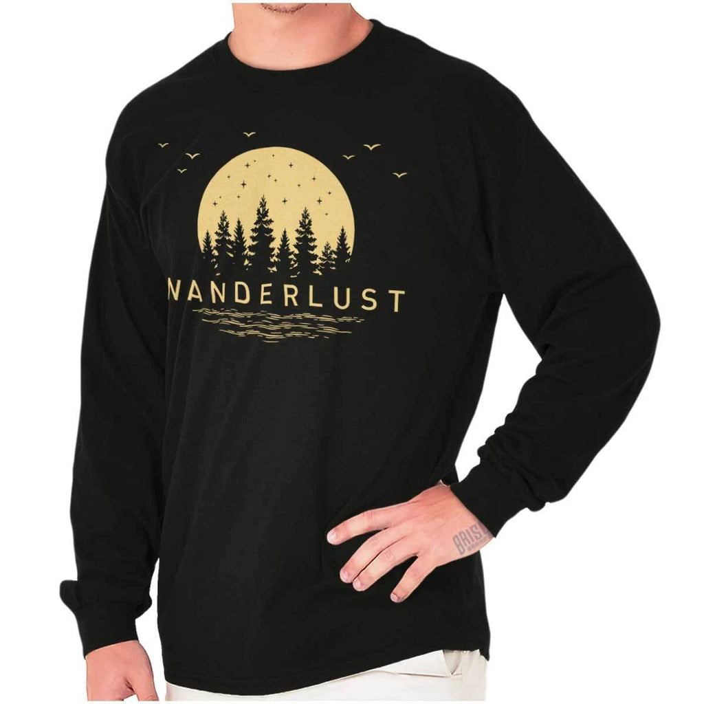 Cool Retro Outdoor Wanderlust Camping Hiking Long Sleeve Tshirt for Men or Women