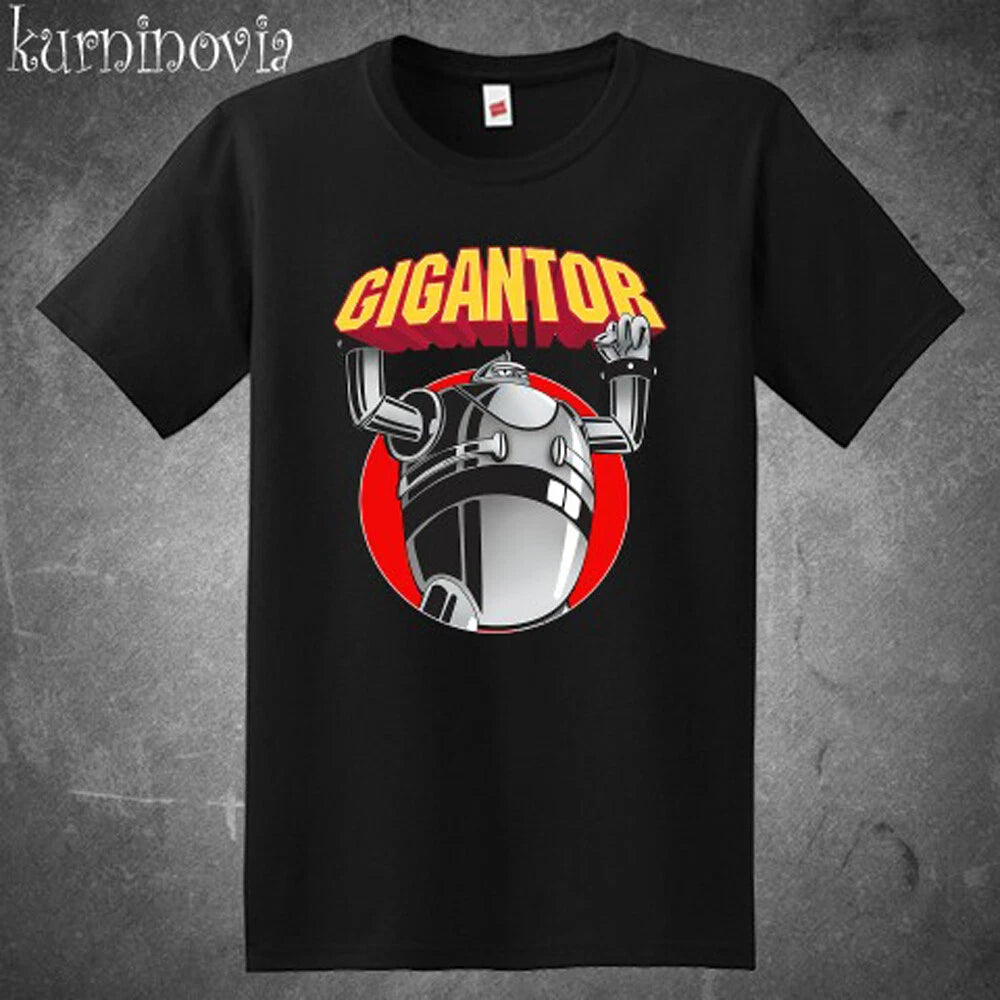 Gigantor Retro Robot Anime Cartoon Men's Black Size S to 5XL