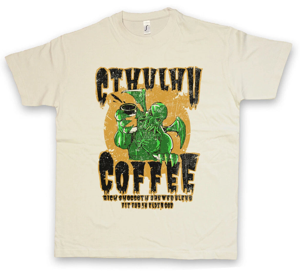 CTHULHU COFFEE T SHIRT Wars Horror Arkham H. P. Miskatonic Dunwich