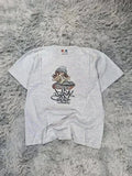 Vintage "Street Art Cartoon" Graphic Print Grey Streetwear Style Oversized T-Shirt