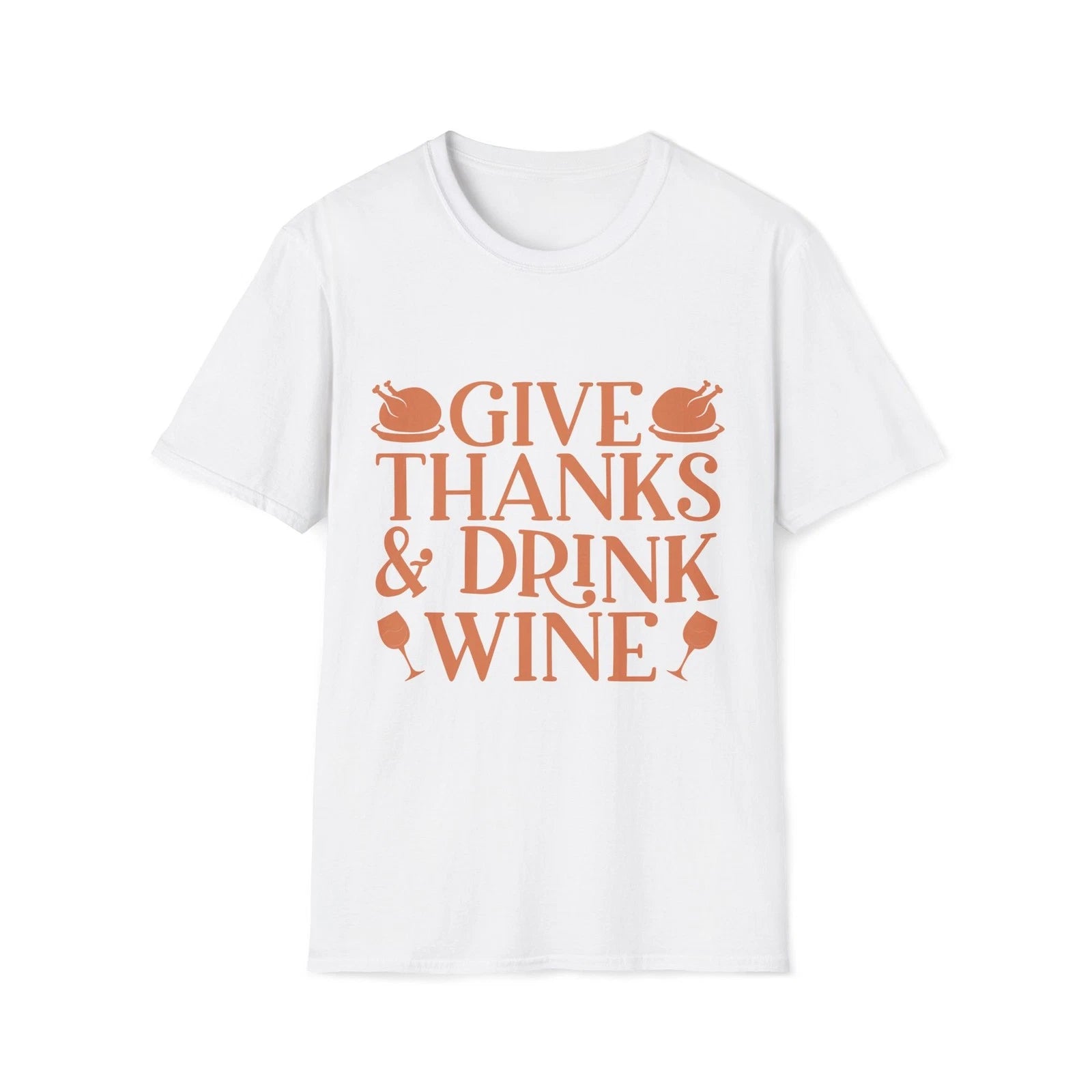 Give Thanks & Drink Wine T-Shirt | Thanksgiving turkey wine glasses fall