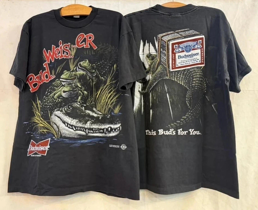 Vintage Budweiser 1996 Alligator Frogs T-Shirt, Reprint