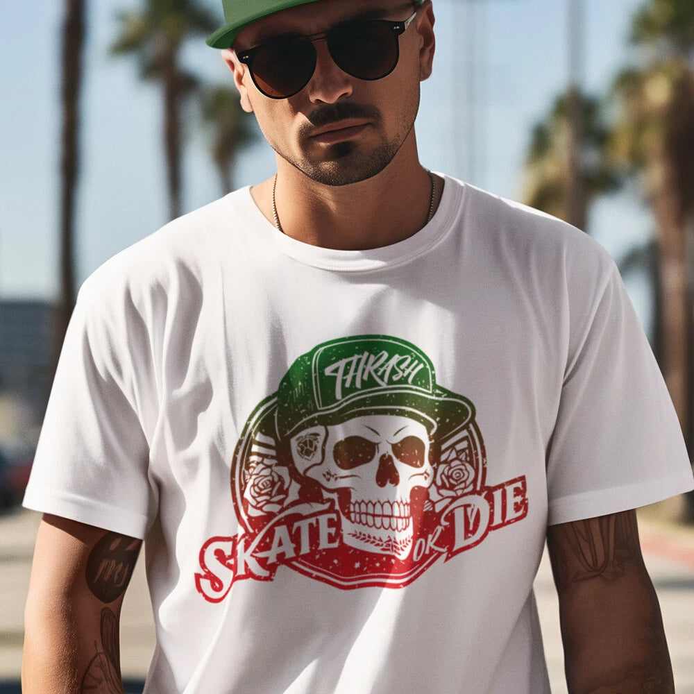 Skate or Die Skateboarding Tee – Unisex Adult Urban Street Style Skater - Trash