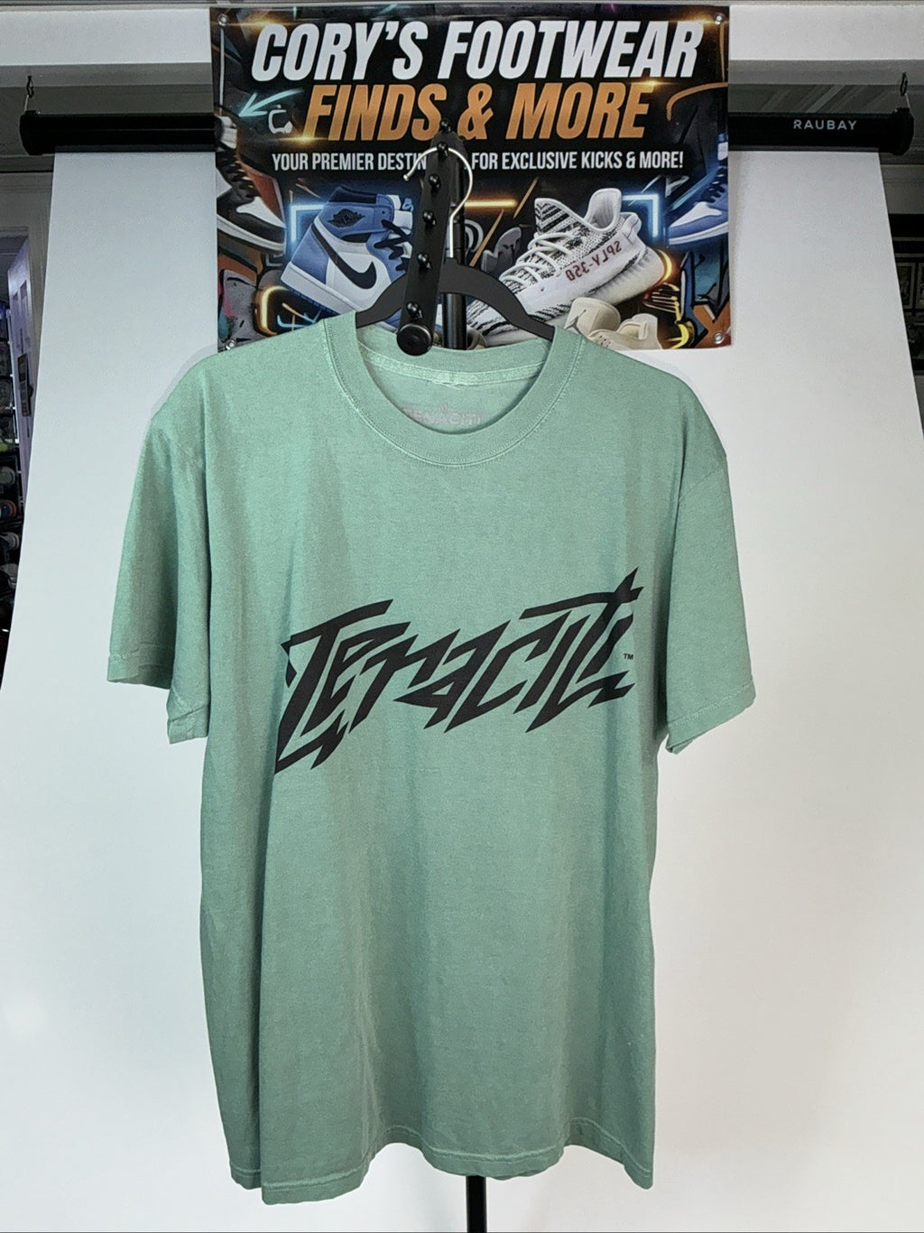Tenacity Light Green Graphic Logo  Crew Neck Men's Short Sleeve T-Shirt M