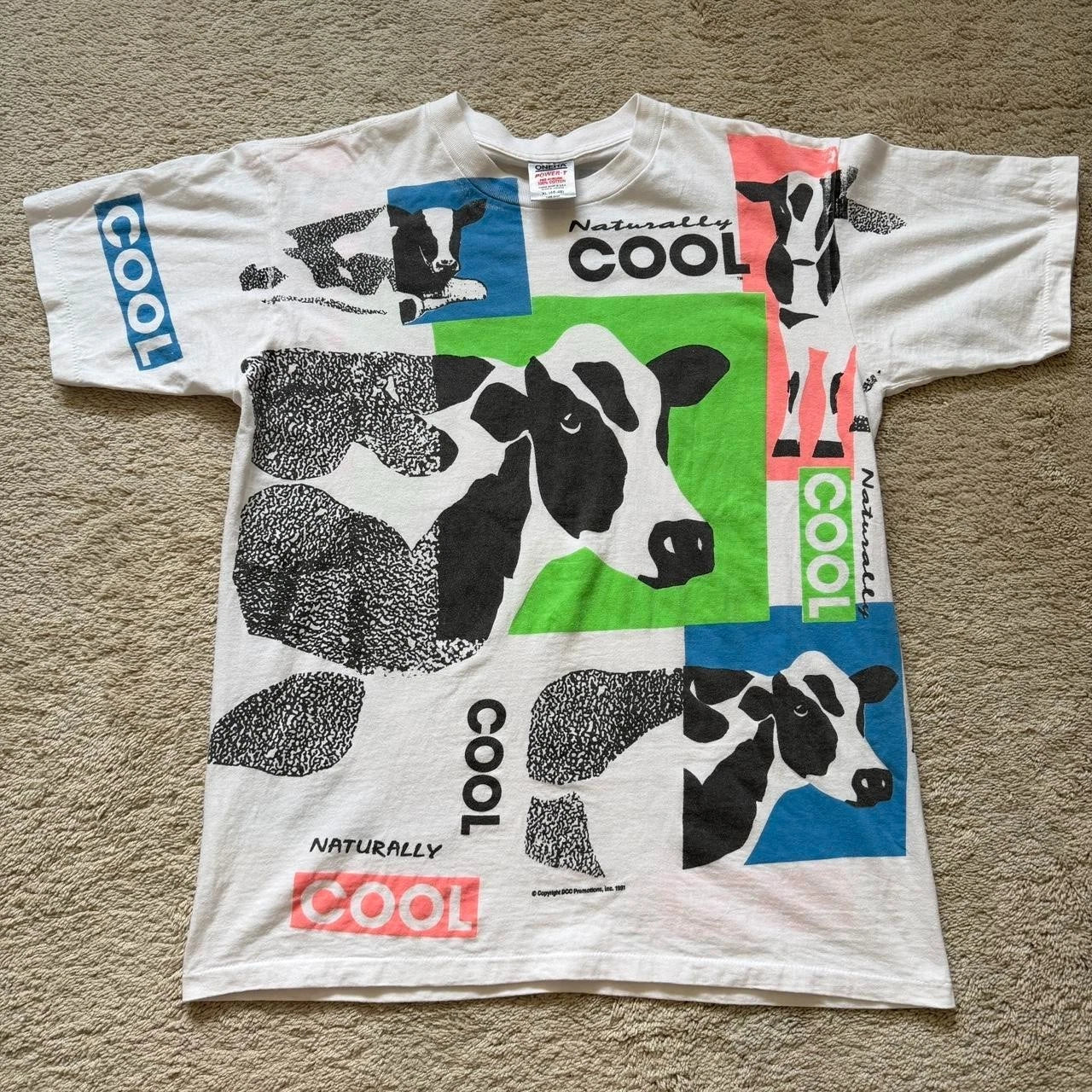 vintage cow pop art AOP all over print colorful abstract cute graphic t-shirt X