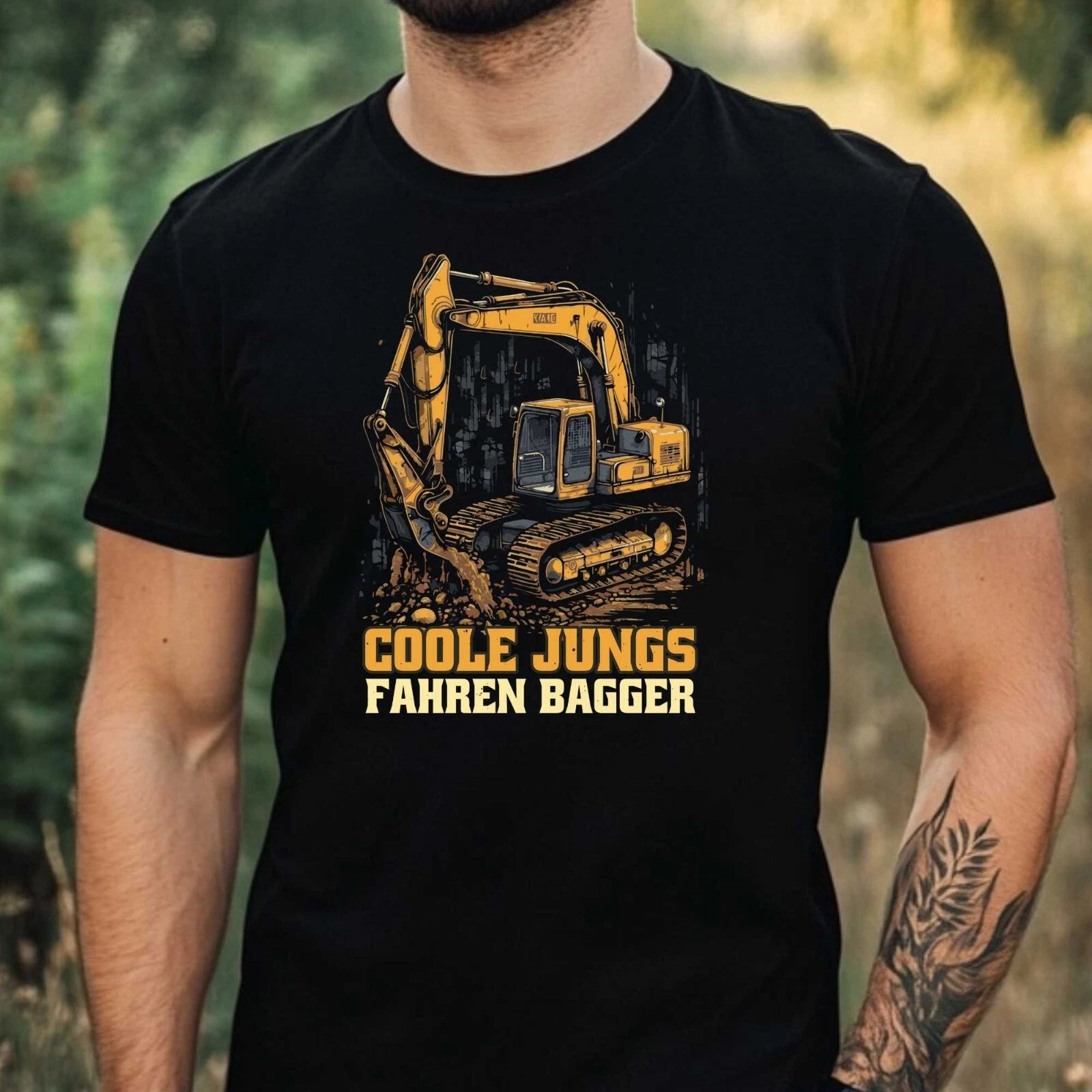 Mens Digger Motif Cotton T-Shirt Size XS to 5XL