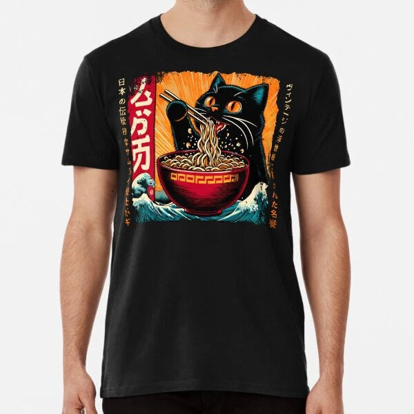 Cat Ramen Japanese Funny Graphic Tees Kawaii S to 5XL Made in the AU/USA T-Shirt