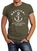 Neverless® Men's T-Shirt Anchor Motif Lettering Nautical Old Fashion Retro