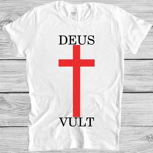 Deus Vult T Shirt Catholic Religion Christian Crusade Bible Cool Gift Tee M137