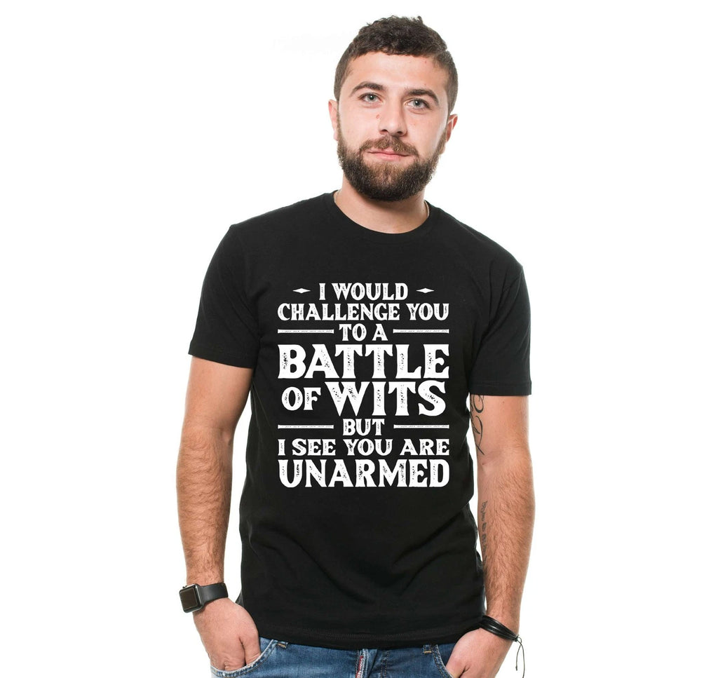 Mens battle of wits t-shirt funny saying tee sarcastic gifts humorous shirt
