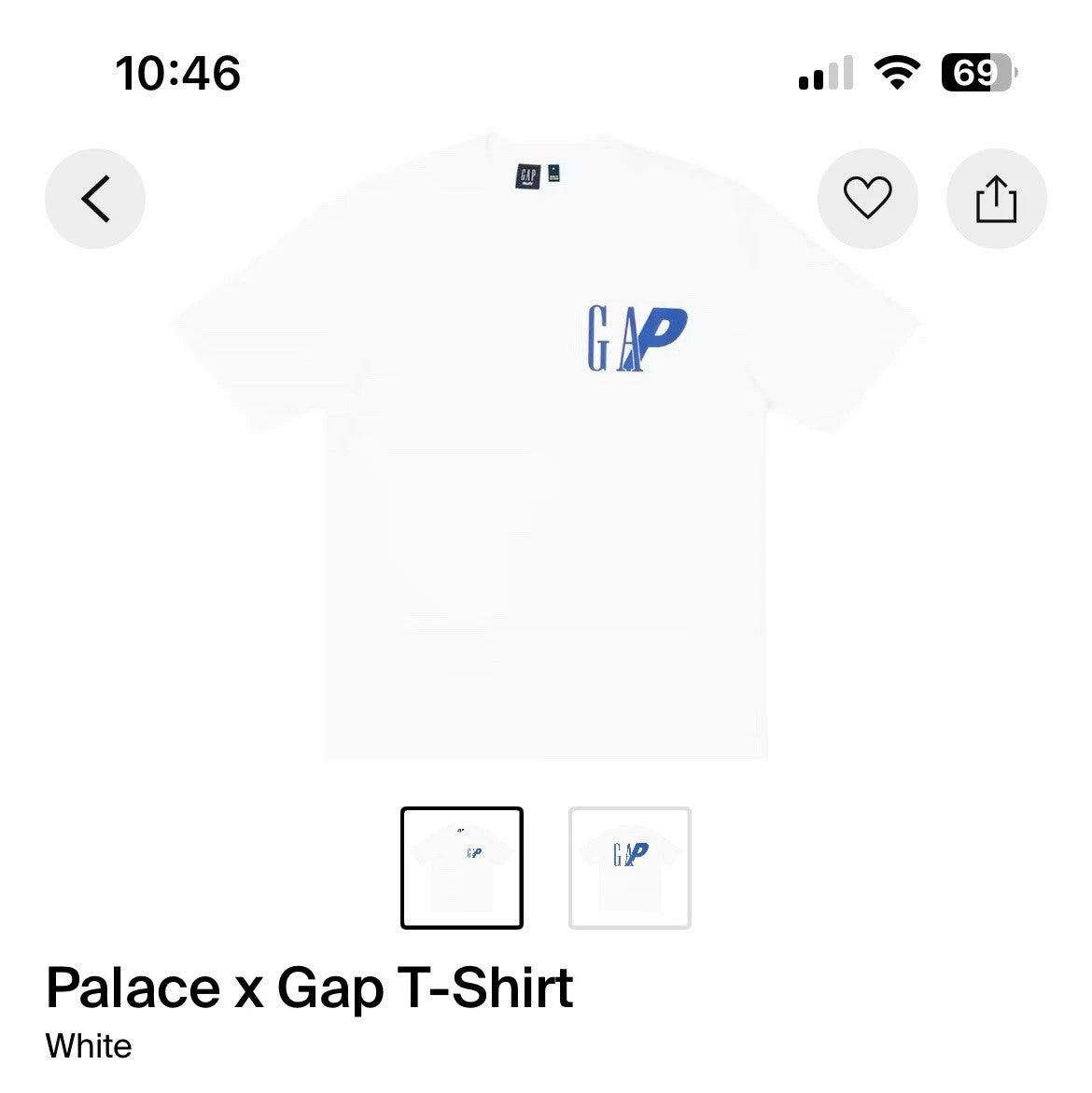 Palace x Gap NWT Men's Size XL White T-Shirt 100% Cotton