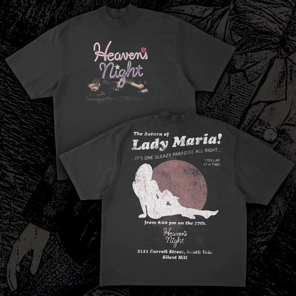 Silent Hill Cotton Graphic T Shirt Black Horror Game Streetwear Unisex gothic