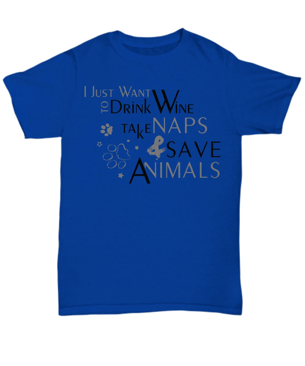 Funny Wine and Animal lover - Unisex Tee