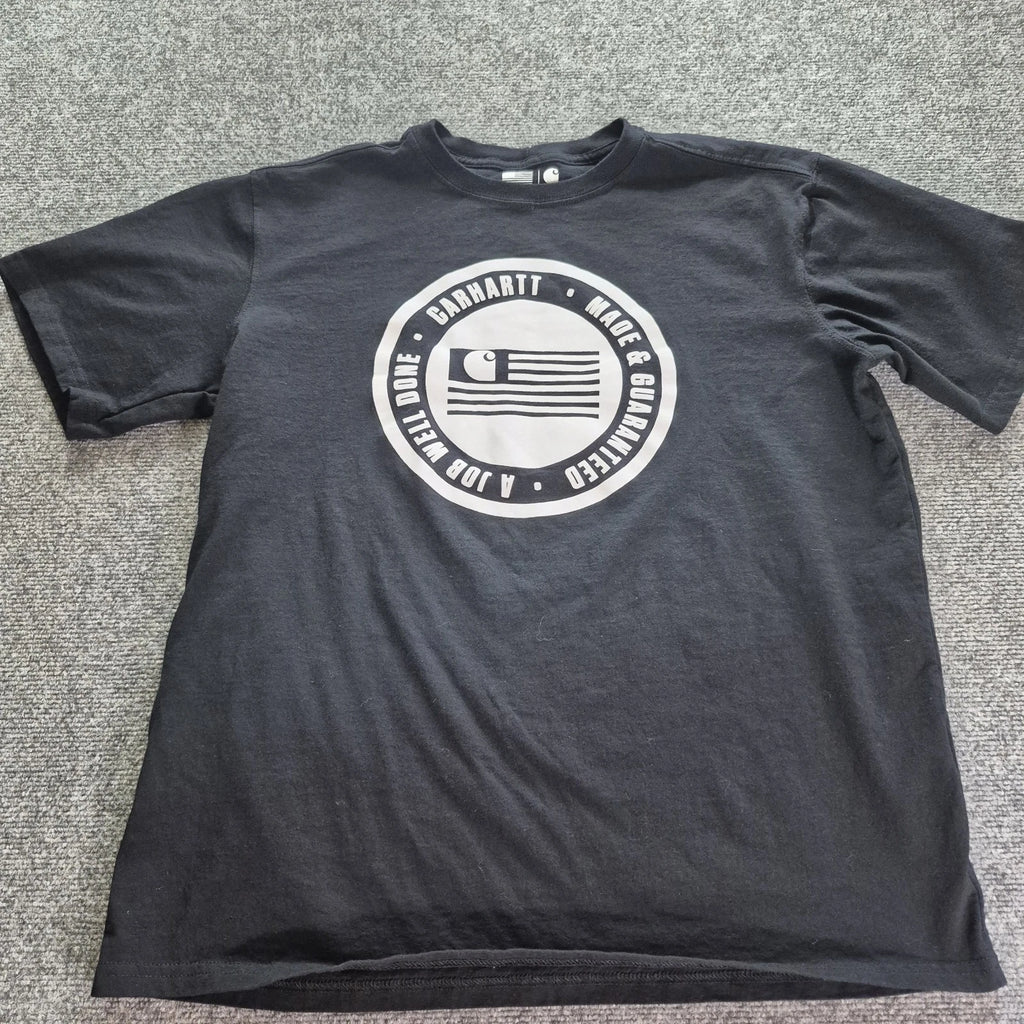 Carhartt T Shirt Mens Size Large Tall Black A Job Well Done Graphic Logo Tee