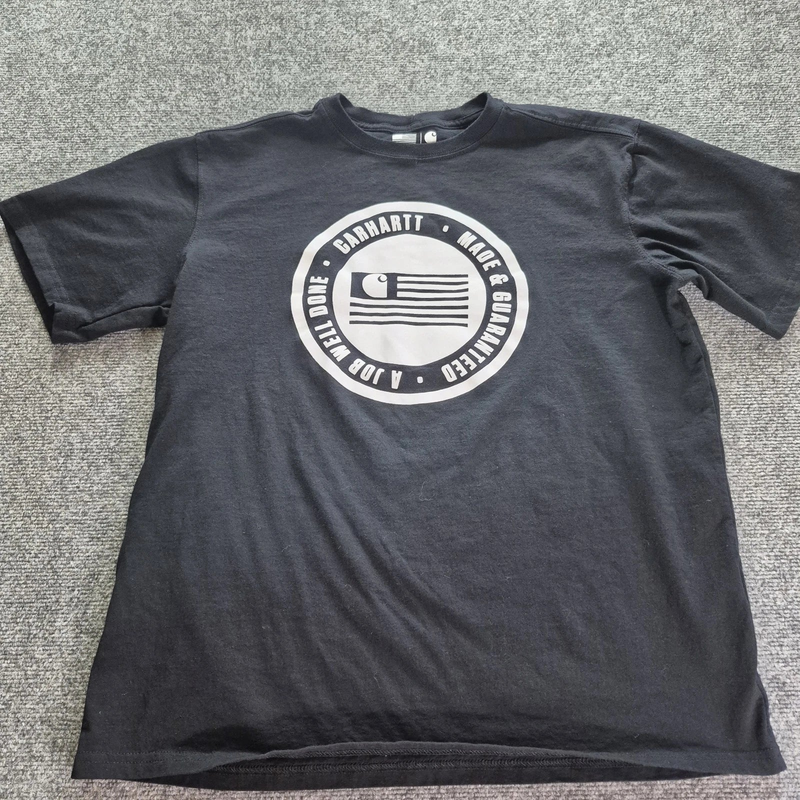 Carhartt T Shirt Mens Size Large Tall Black A Job Well Done Graphic Logo Tee