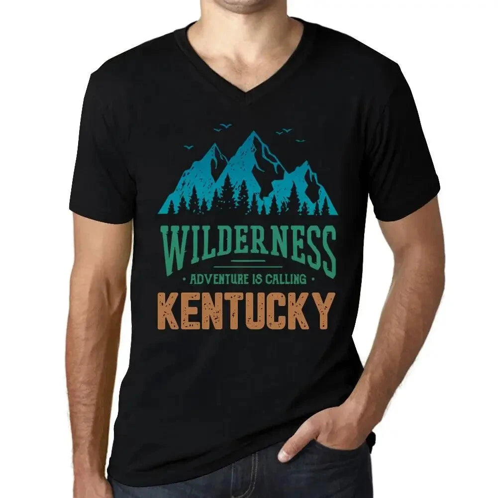 Men's Graphic T-Shirt V Neck Wilderness, Adventure Is Calling Kentucky