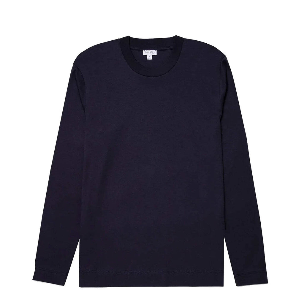 Sunspel Long Sleeve Heavyweight T-shirt Navy