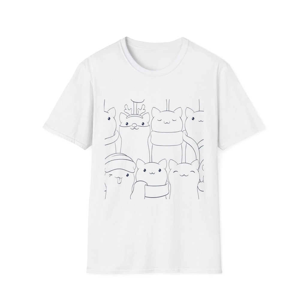 Kawaii Cat Line Art T-Shirt | Cute Minimalist Cat Faces