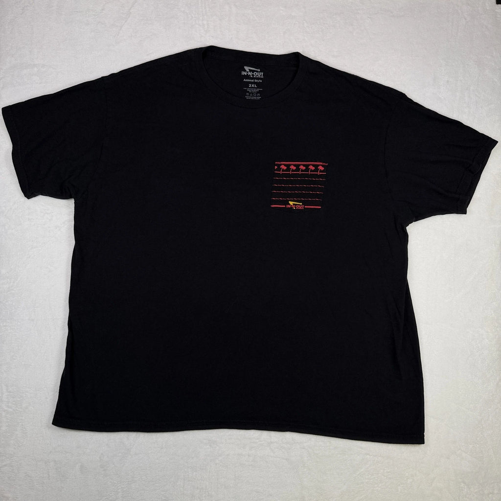 In-N-Out Burger Men's Graphic T-Shirt Size 2XL Black Animal Style Pocket Print