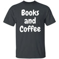 Books and Coffee Unisex Tshirt Reader tee Black Dark Heather Navy