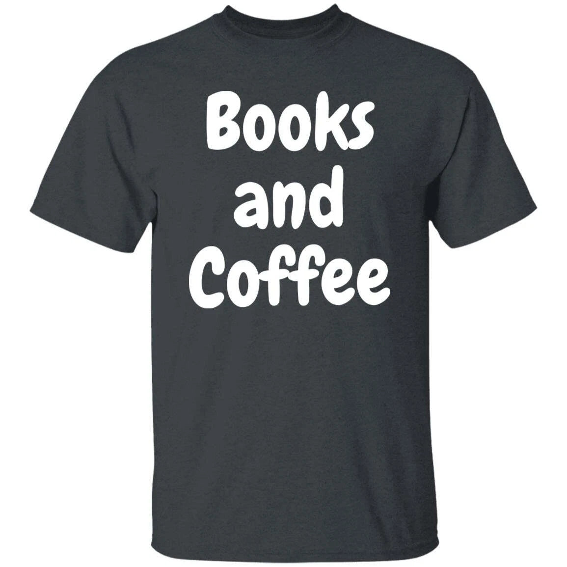 Books and Coffee Unisex Tshirt Reader tee Black Dark Heather Navy