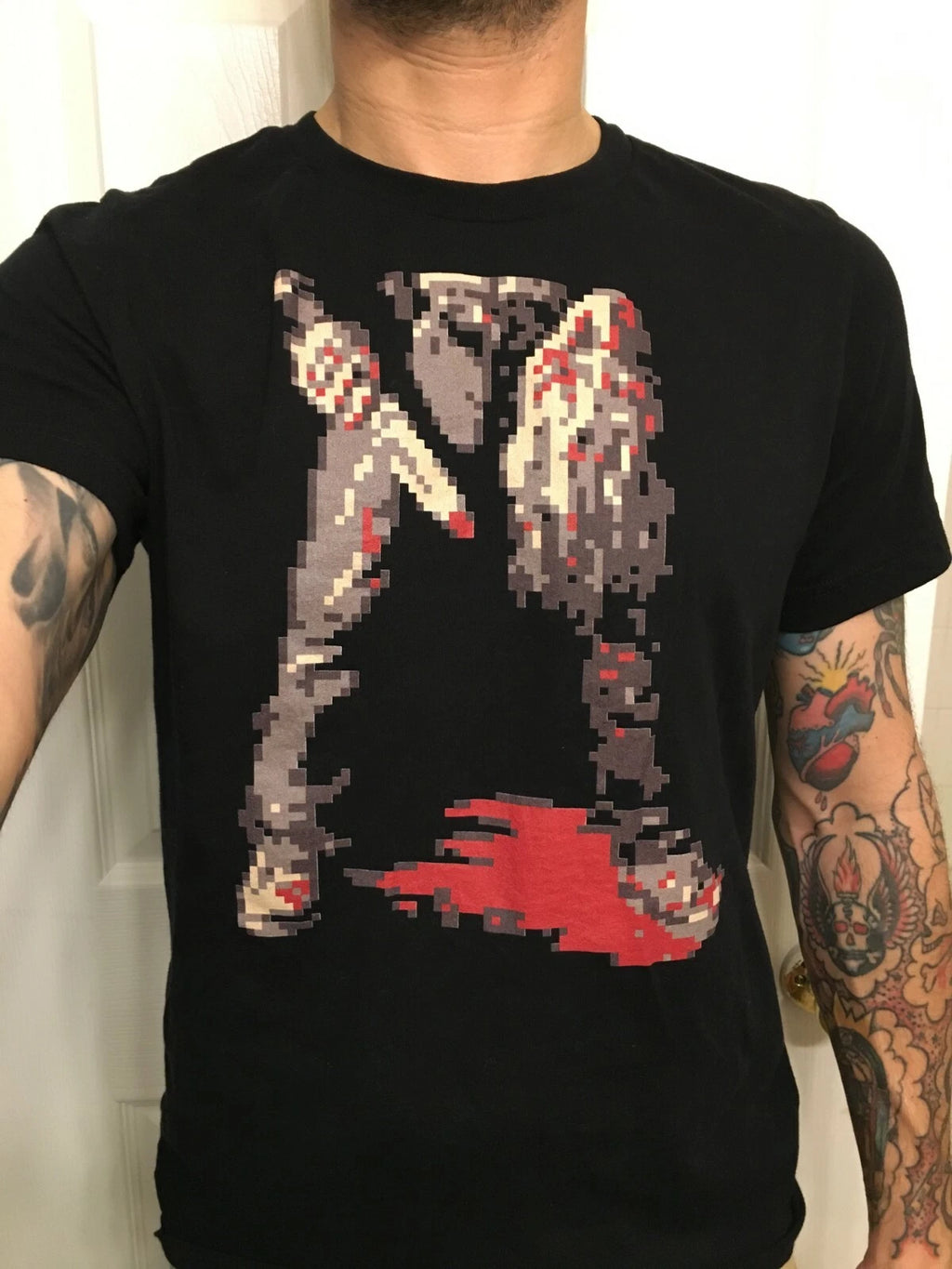 8-Bit Maniac Shirt HORROR Tom Savini Joe Spinell NES Pixel Art VIDEO GAMES 8 Bit