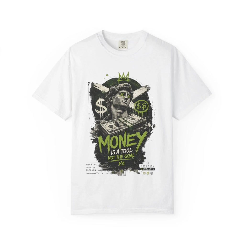 Money Is a Tool graphic T-Shirt | Statue, Cash, Street Art Design