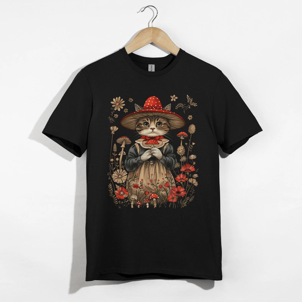 Cat T-Shirt, Vintage Cat Lovers Tee, Whimsical Country Garden Aesthetic Shirt