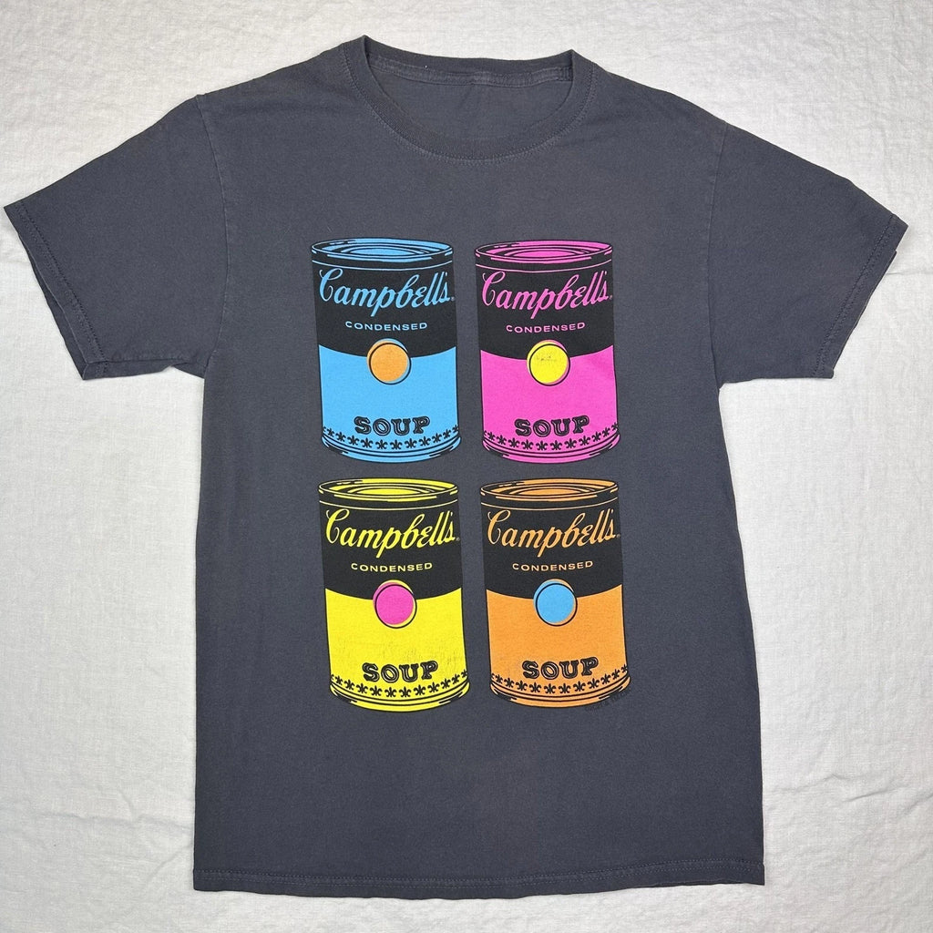 Campbells Soup Shirt Mens Medium Black Andy Warhol Pop Art Graphic Tee T-Shirt