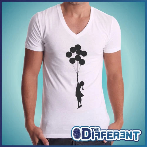 T-shirt V Neck Girl Balloons The Happiness Is Have My T-shirt New