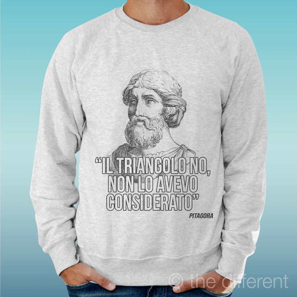 Felpa Man Light Sweater Light Grey " Pitagora The Triangle No Funny "