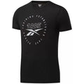 REEBOK FU3134 T-Shirt Graphic Series Speedwick Tee Czarny Slim Fit Shirt Size L