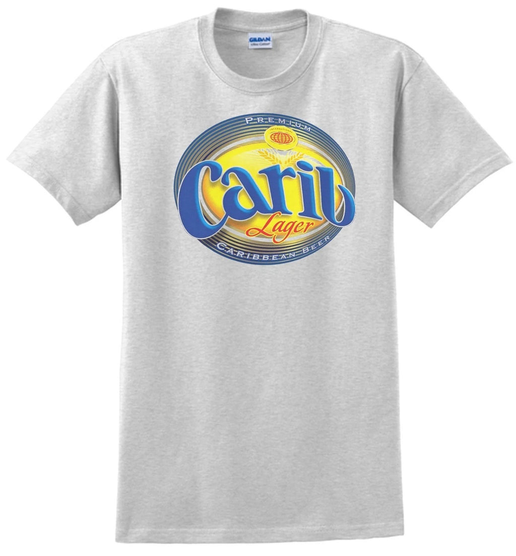Carib Beer T-shirt. Trinidad W.I. Ash, Khaki, Yellow, White. S - 3-XL all cotton