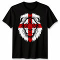 England Lion T-Shirt St George Cross Flag British Pride Mens Graphic Tee Black